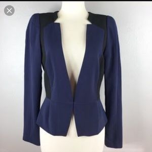 H&M color block blue and black peplum blazer